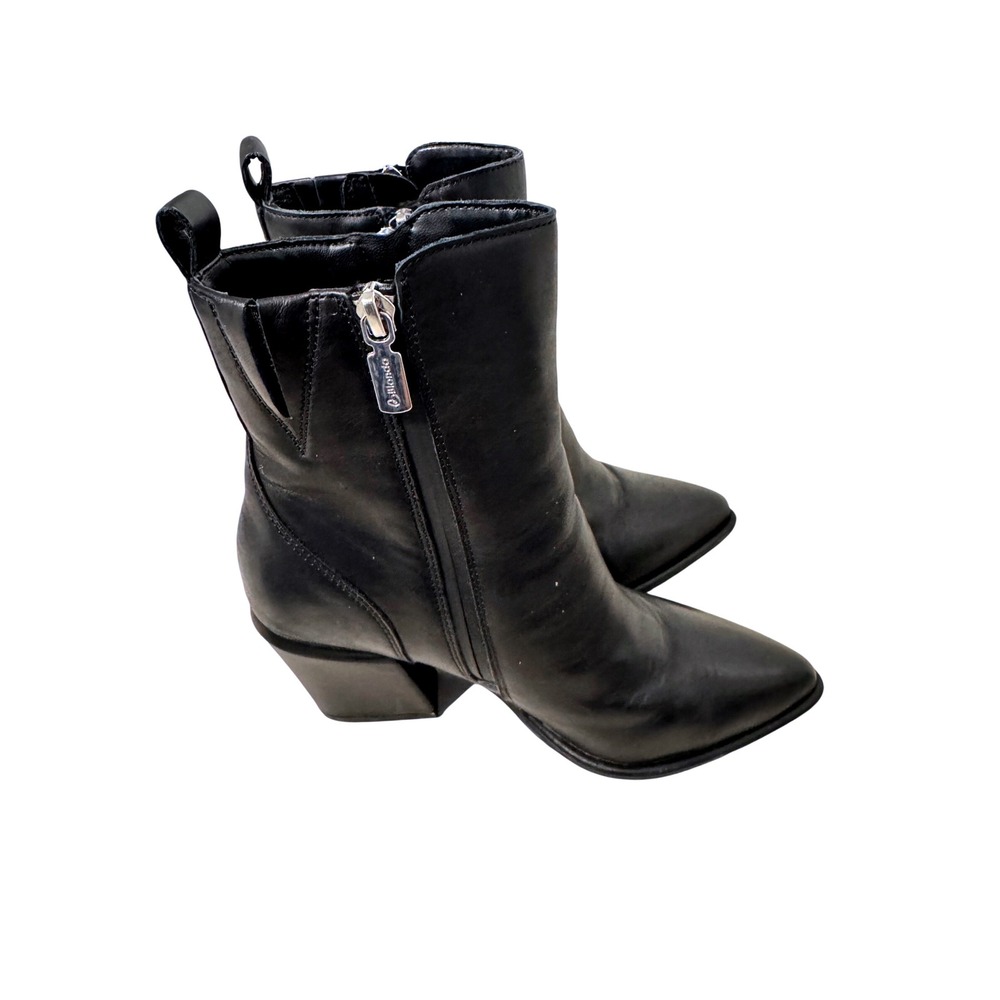 Blondo‎ Eleanor Waterproof Leather Pointed Toe Heeled Booties Black Size 7M